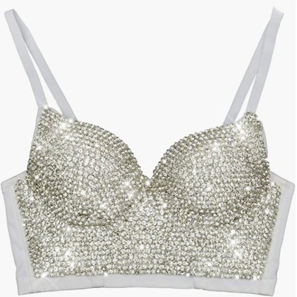 NEW Sparkling Bling Swarovski Crystal Rhinestone Bustier Bra Top + FREE … - Picture 7 of 17